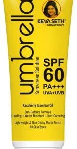 KEYA SETH AROMATHERAPY Sunscreen - SPF 60 PA++++ Umbrella Sunscreen Solution SPF 60 with PA+++ Long Lasting UV Protection, Sun defence Formula Oil Control Enriched with Essential Oil Wheatgerm & Micronized Zinc Oxide(100 ml)