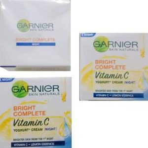 GARNIER BRIGHT COMPLETE VITAMIN C YOGHURT NIGHT CREAM 40*3=120gm (PACK OF 3)0(120 g)