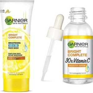 GARNIER Bright Complete VITAMIN C Face Serum 30ml & Duo Action Facewash, 100g (pack -2) Face Wash(130 g)