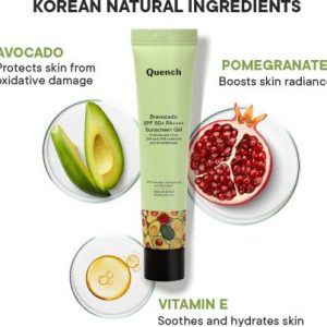 Quench Sunscreen - SPF 50+ PA++++ SPF 50+ PA++++ Korean Sunscreen for Glowing Skin with Avocado & Vitamin E??(50 ml)