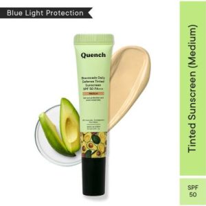 Quench Sunscreen - SPF 50 PA+++ Tinted Sunscreen SPF 50 PA+++ for Glowing Skin (Medium)|with Vitamin E??(15 ml)