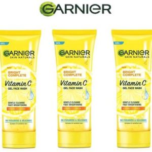 GARNIER Facewash Gel, Gentle Cleanser, Fast Brightening, For Instant Brighter Skin, Bright Complete Vitamin C, 50g (PACK OF 3) Face Wash(150 g)