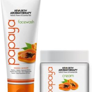 KEYA SETH AROMATHERAPY Papaya Facewash & Cream Combo kit for Brightening, Glowing & Blemish-free Skin(150 ml)