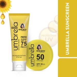 KEYA SETH AROMATHERAPY Sunscreen - SPF 75 PA+++ Umbrella Sunscreen Advance Treatment SPF 75 Solution + SPF 50 Powder, Long Lasting & Sweat Resistant Formula, UVA and UVB Protection, Enriched with Almond, Avocado, Wheat germ, Micronized Zinc Oxide(150 g)