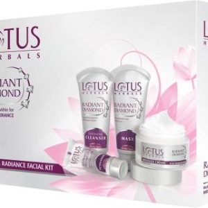LOTUS HERBALS Radiant Diamond Facial Kit for instant radiance with Diamond dust & Cinnamon, 4 easy steps(4 x 42.5 g)