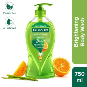Palmolive Orange Essential Oil & Lemongrass Aroma Morning Boost (Tonic), Brightening Body Wash(750ml)
