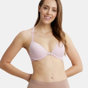 Lyra Under-Wired Padded Soft Touch Microfiber Elastane Stretch Full Coverage T-Shirt Bra with Lace Back Styling - Fragrant Lily