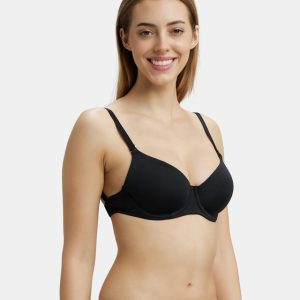 Jockey Wired Padded Soft Touch Microfiber Elastane Stretch Medium Coverage Multiway Backless Bra - Black