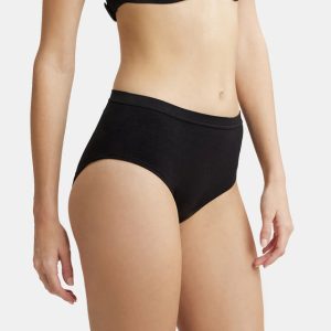 Jockey High Coverage Seamfree Microtouch Nylon Elastane Stretch High Waist Hipster With StayFresh Treatment - Black