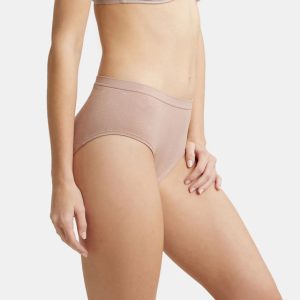 Jockey High Coverage Seamfree Microtouch Nylon Elastane Stretch High Waist Hipster With StayFresh Treatment - Mocha