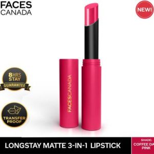 FACES CANADA Long Stay 3-in-1 Matte Lipstick(Coffee Date Pink 02, 2 g)