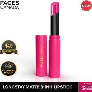 FACES CANADA Long Stay 3-in-1 Matte Lipstick(Notice Me Pink 06, 2 g)