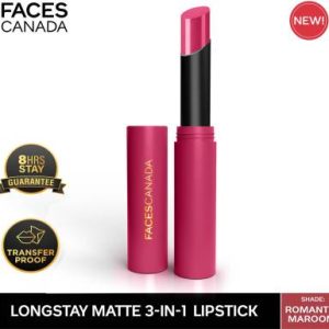 FACES CANADA Long Stay 3-in-1 Matte Lipstick(Romantic Maroon 01, 2 g)