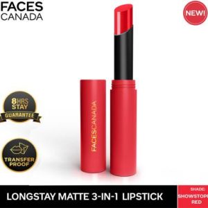 FACES CANADA Long Stay 3-in-1 Matte Lipstick(Showstopper Red 09, 2 g)