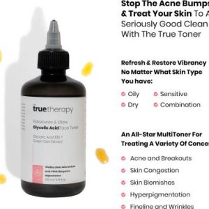 The True Therapy 10% Glycolic Acid, Retexturize and Glow Toner for Men & Women??(200 ml)