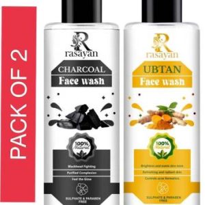 Rasayan Charcoal & Ubtan-Foaming for Acne Prone Skin, Removes Excess Oil, Cleanse Pores and Fades Pigmentation Paraben and Sulphate Free Face Wash??(200 ml)