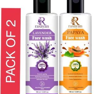 Rasayan Lavender & Papaya Non-Foaming for Acne Prone Skin, Removes Excess Oil, Cleanse Pores and Fades Pigmentation Paraben and Sulphate Free Face Wash??(200 ml)