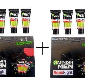 GARNIER MEN ACNO FIGHT FACE WASH 25g, 4 PICES IN 1 PACK (100G) - (PACK OF 2) Face Wash(200 g)