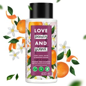 Love Beauty & Planet Curry Leaves|| Biotin & Mandarin Paraben & Sulfate Free Shampoo For Long & Strong Hair|| 400ml