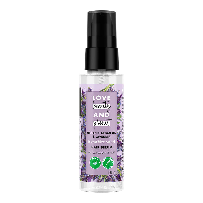 Love Beauty And Planet Organic Argan Oil & Lavender Paraben-Free|| Instant Frizz Control Serum|| No Dyes|| No Mineral Oil 50ml