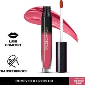 FACES CANADA Comfy Silk Lip Color I Mulberry Oil, Luxe Comfort, No Dryness(Thriver Pink 02, 3 ml)
