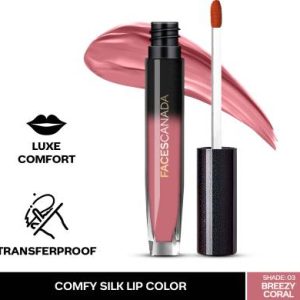 FACES CANADA Comfy Silk Lip Color I Mulberry Oil, Luxe Comfort, No Dryness(Breezy Coral 03, 3 ml)
