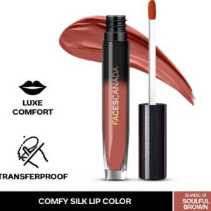 FACES CANADA Comfy Silk Lip Color I Mulberry Oil, Luxe Comfort, No Dryness(Soulful Brown 01, 3 ml)