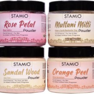 STAMIO Orange Peel, Multani Mitti, Sandalwood Face Pack 100gm X 2 + 80gm + 50gm)??(330 g)