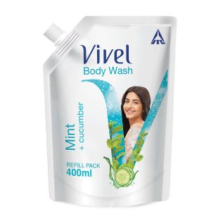 Vivel Cooling Body Wash Mint & Cucumber Moisturizing Shower Gel Supersaver Refill Pouch(400ml)