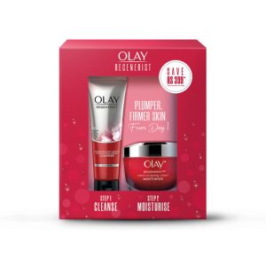 Olay Regenerist Giftpack - Day Cream + Cleanser, Plump Bouncy Skin With Hyaluronic Acid & Peptides(150 g)