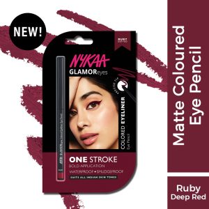 Nykaa GLAMOReyes Waterproof & Smudgeproof Colored Kajal Eyeliner Eye Pencil - Ruby