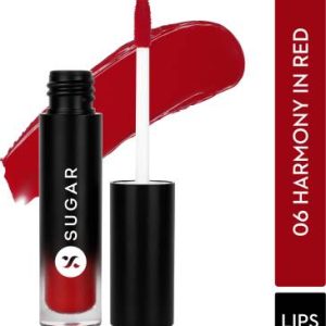 SUGAR Cosmetics Mousse Muse Maskproof Lip Cream - Waterproof - Smudge-proof - Last about 24hrs  (06 Harmony in Red - Cherry Red Lipstick, 5 ml)
