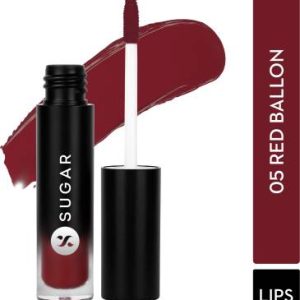 SUGAR Cosmetics Mousse Muse Maskproof Lip Cream - Waterproof - Smudge-proof - Last about 24hrs(05 Red Ballon - Deep Red Lipstick, 5 ml)