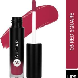 SUGAR Cosmetics Mousse Muse Maskproof Lip Cream - Waterproof - Smudge-proof - Last about 24hrs(03 Red Square - Bright Pink Lipstick, 5 ml)