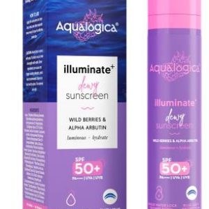 Aqualogica Sunscreen - SPF 50+ PA++++ Illuminate+ Dewy with Wild Berries & Alpha Arbutin | Fragrance-Free(50 g)