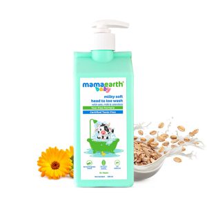 Mamaearth Milky Soft Head to Toe Wash With Oats, Milk, and Calendula for Babies(400 g)