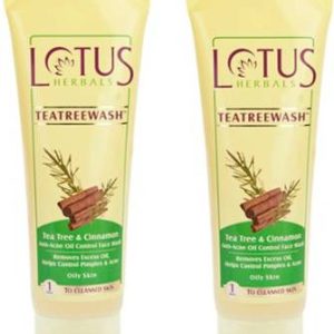 LOTUS Tea Tree & Cinnamon Anti Acne Oil Control Pack of 2 Face Wash(80 g)