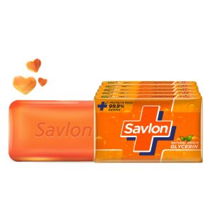 Savlon Moisturizing Glycerin Soap bar (Pack of 5) with Germ Protection(125g Each)