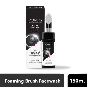 Ponds Pure Detox Foaming Brush Facewash For Clear Glow(150ml)