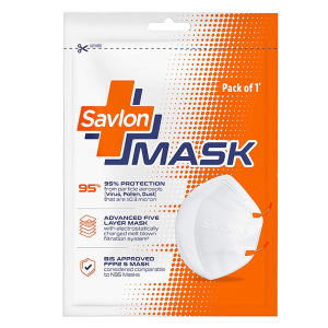 Savlon Mask - BIS Certified FFP2 S Mask, Ear-loop Model with Head-Band Converter Strip, Singles Pack