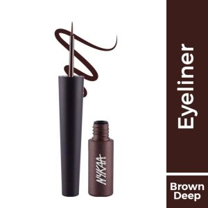 Nykaa GLAMOReyes Waterproof & Smudgeproof Coloured Liquid Eyeliner - Brown Dark - Mystic Woods