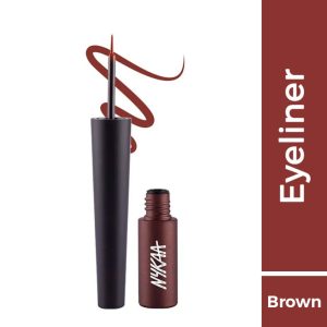 Nykaa GLAMOReyes Waterproof & Smudgeproof Coloured Liquid Eyeliner - Brown Rust - Dragon's Heart