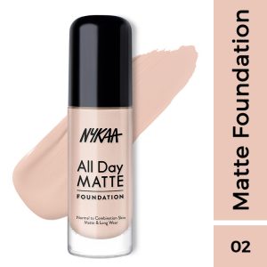 Nykaa All Day Matte Long Wear Liquid Foundation For Normal To Combination Skin - Vanilla 02(30ml)