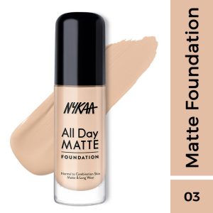 Nykaa All Day Matte Long Wear Liquid Foundation For Normal To Combination Skin - Cashew 03(30ml)
