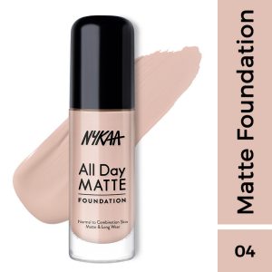 Nykaa All Day Matte Long Wear Liquid Foundation For Normal To Combination Skin - Petal 04(30ml)