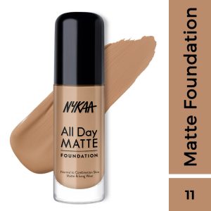Nykaa All Day Matte Long Wear Liquid Foundation For Normal To Combination Skin - Mocha 11(30ml)