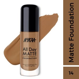 Nykaa All Day Matte Long Wear Liquid Foundation For Normal To Combination Skin - Coffee 14(30ml)