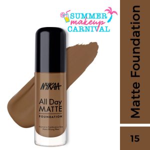 Nykaa All Day Matte Long Wear Liquid Foundation For Normal To Combination Skin - Chestnut 15(30ml)