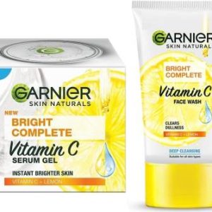 GARNIER Brightening Moisturiser Serum skin Gel Vitamin C 45g & Skin Naturals Bright Complete Vitamin C 50g Face Wash(95 g)
