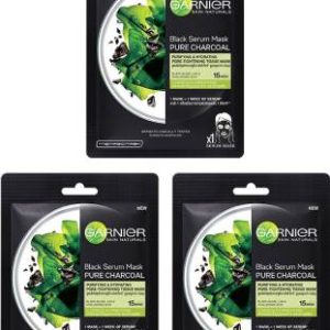 GARNIER Skin Naturals Face Serum Sheet Mask (3 Charcoal) (Pack Of 3)(84 g)